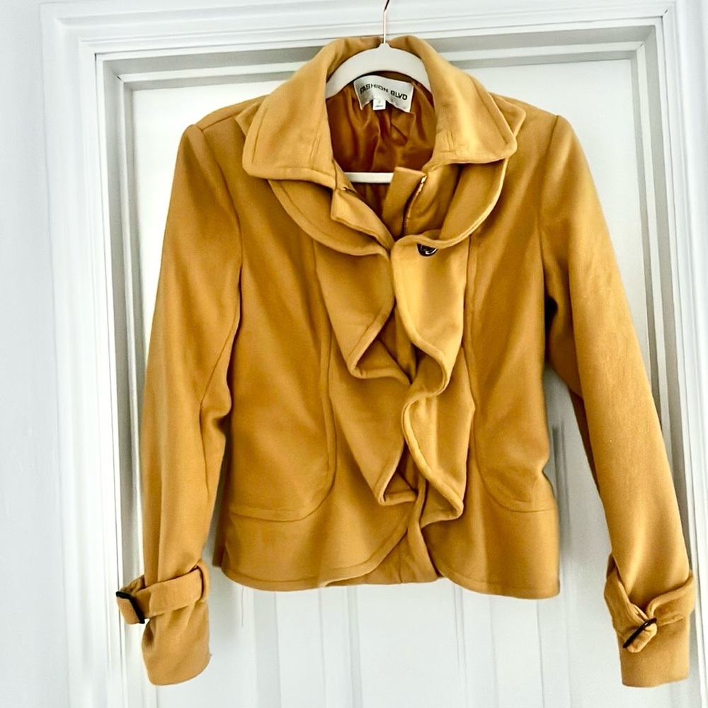 🍎 Bohme Mustard Wool Ruched Coat